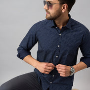 Navy Blue Printed Shirt