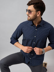 Navy Blue Printed Shirt