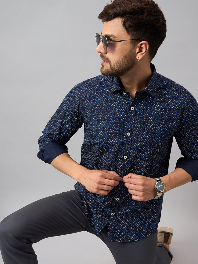 Navy Blue Printed Shirt