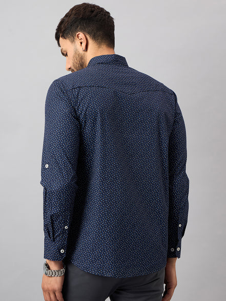Navy Blue Printed Shirt