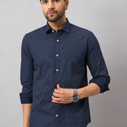 Navy Blue Printed Shirt