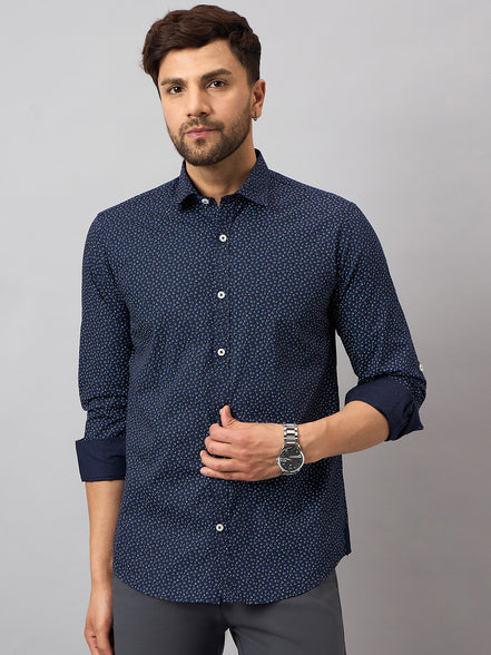 Navy Blue Printed Shirt