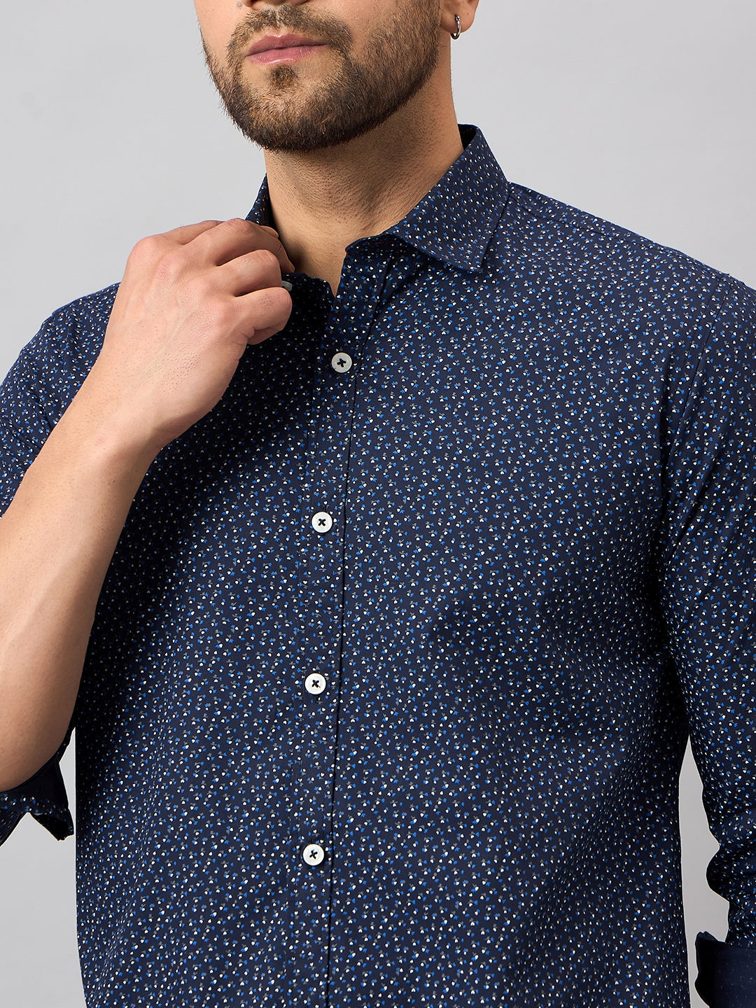 Navy Blue Printed Shirt