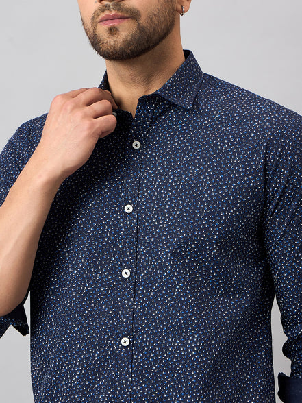 Navy Blue Printed Shirt