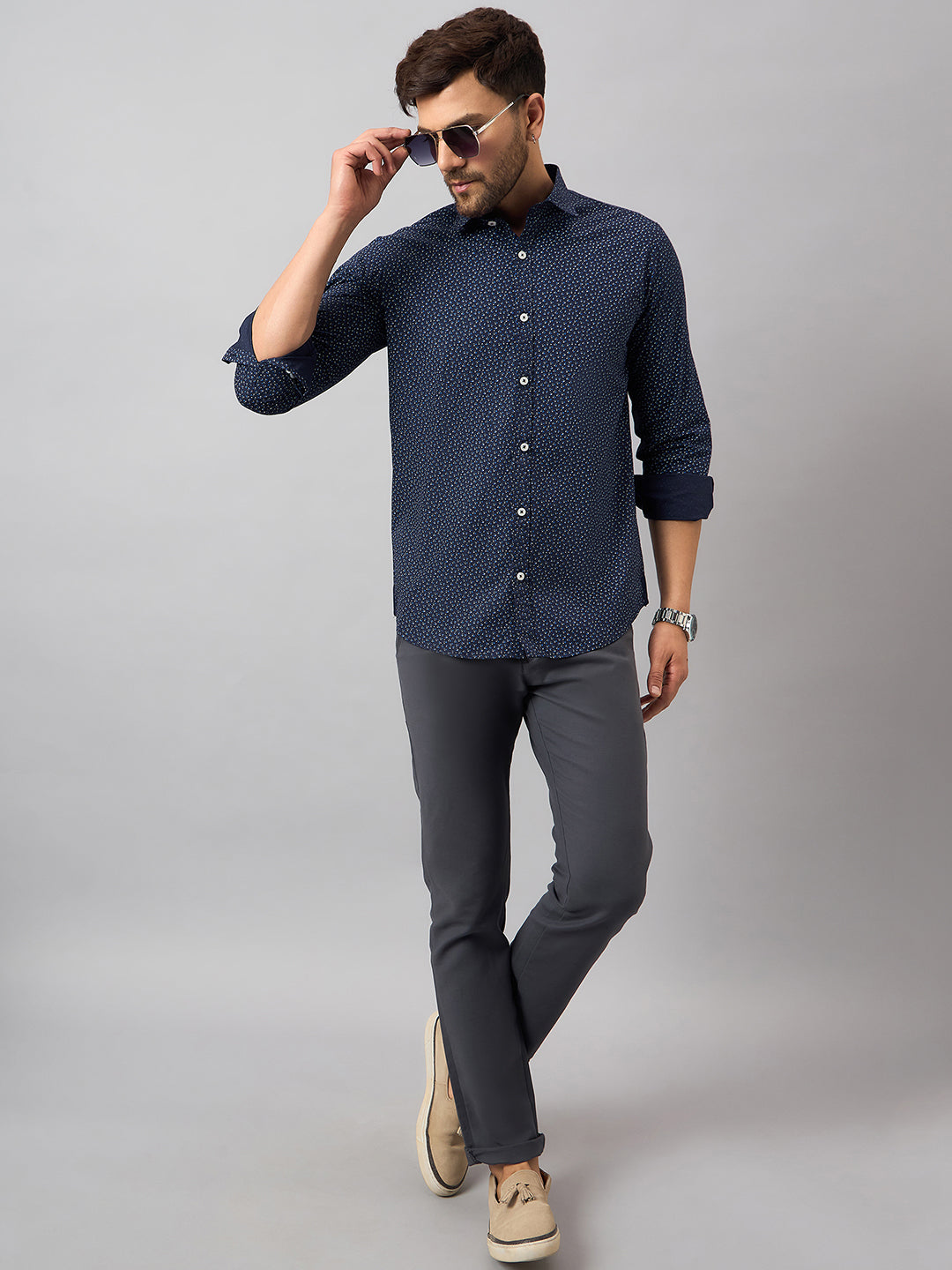 Navy Blue Printed Shirt