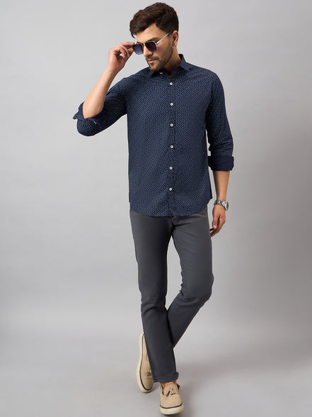 Navy Blue Printed Shirt