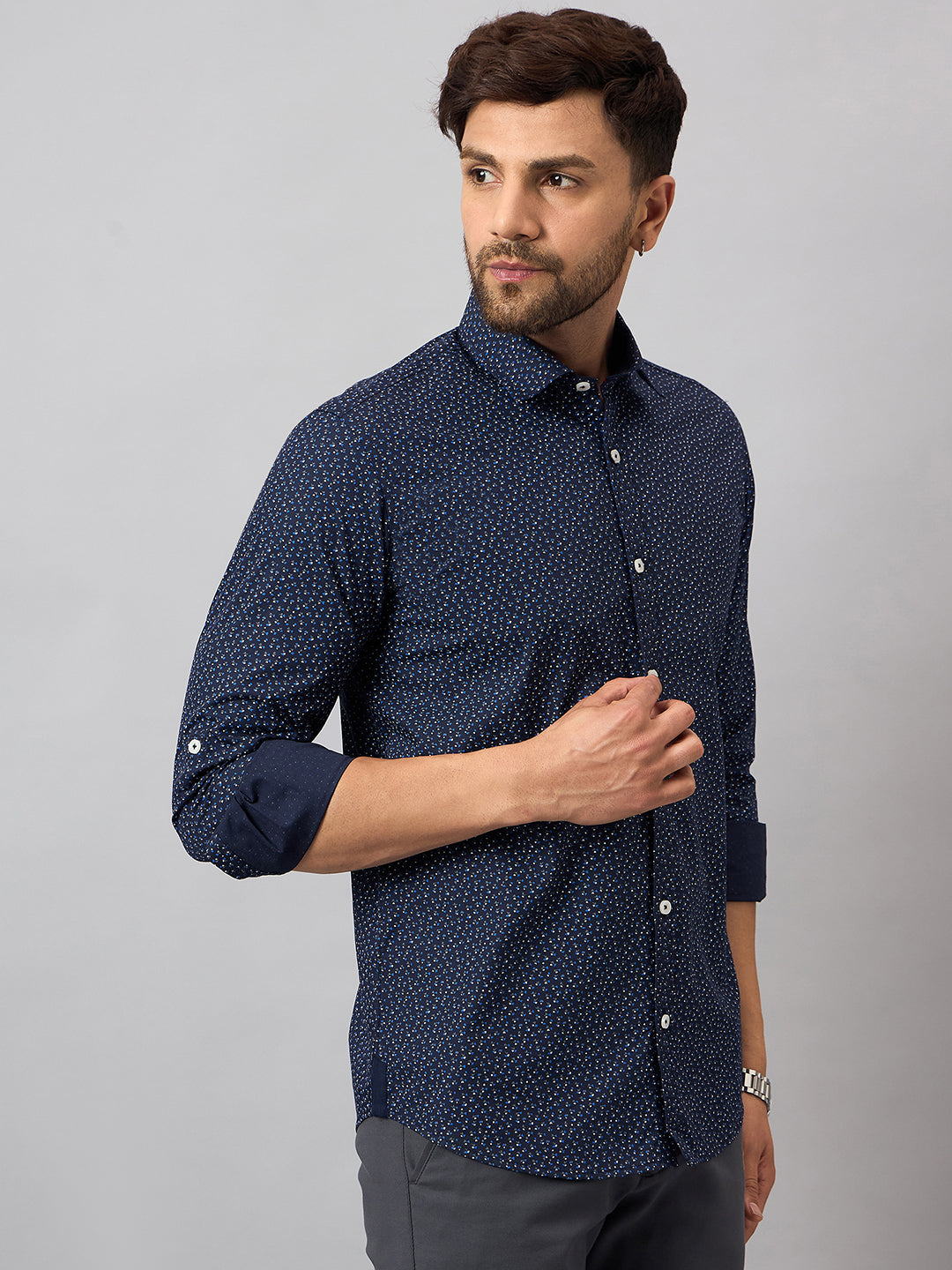 Navy Blue Printed Shirt