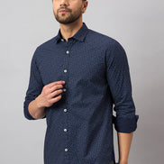 Navy Blue Printed Shirt