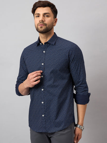 Navy Blue Printed Shirt