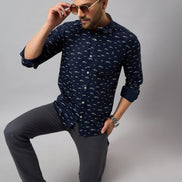 Navy Blue Printed Shirt