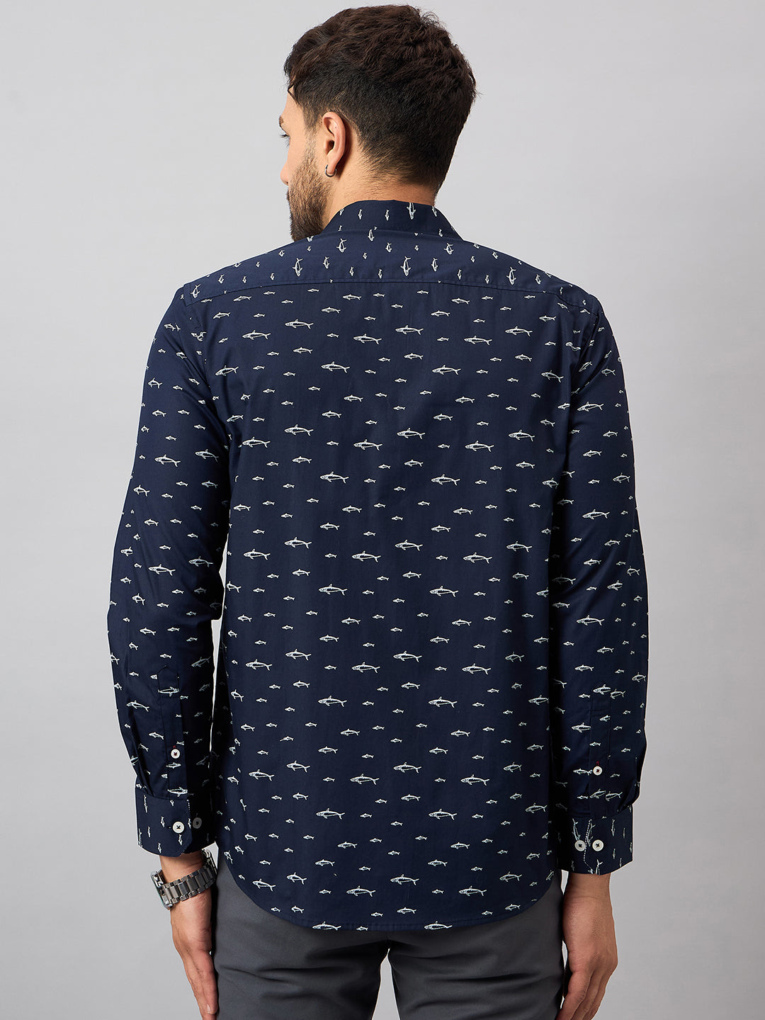 Navy Blue Printed Shirt