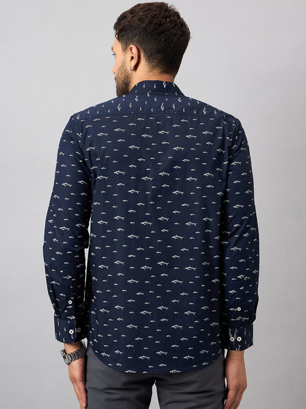 Navy Blue Printed Shirt