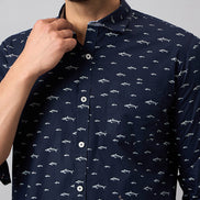 Navy Blue Printed Shirt