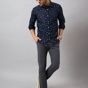 Navy Blue Printed Shirt