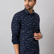 Navy Blue Printed Shirt