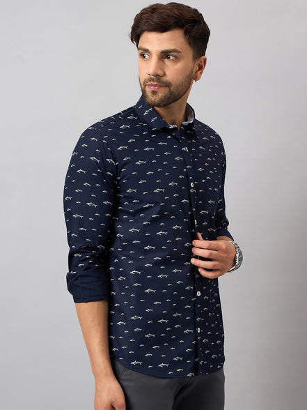 Navy Blue Printed Shirt