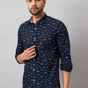 Navy Blue Printed Shirt