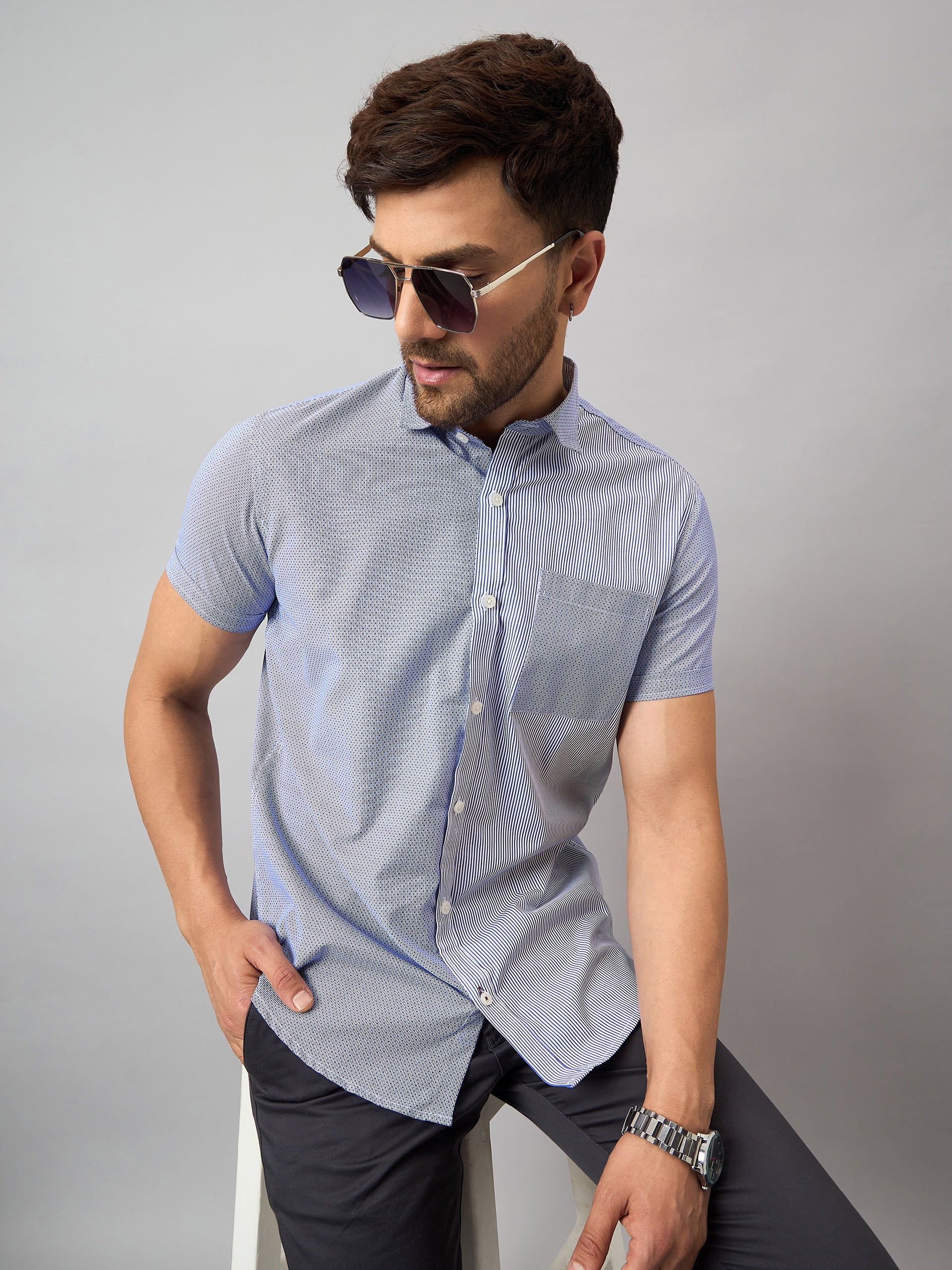 Blue Printed Shirt