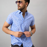 Sky Blue Printed Shirt