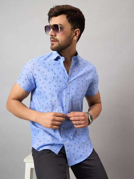 Sky Blue Printed Shirt