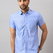 Sky Blue Printed Shirt
