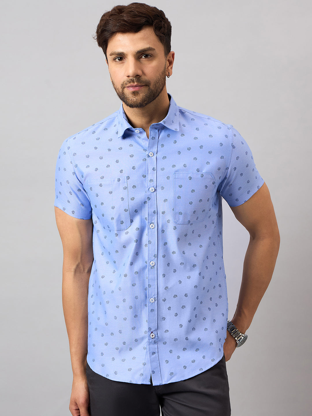Sky Blue Printed Shirt