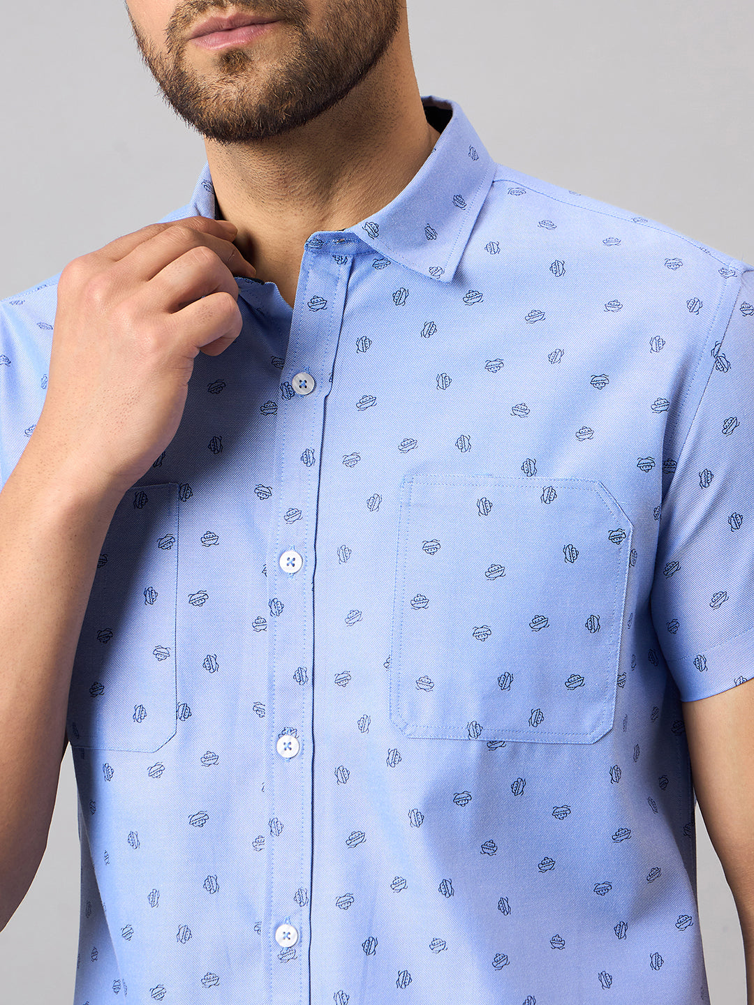Sky Blue Printed Shirt