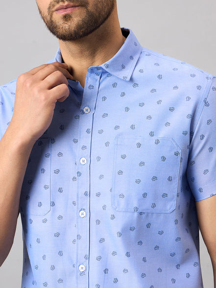 Sky Blue Printed Shirt