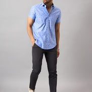 Sky Blue Printed Shirt