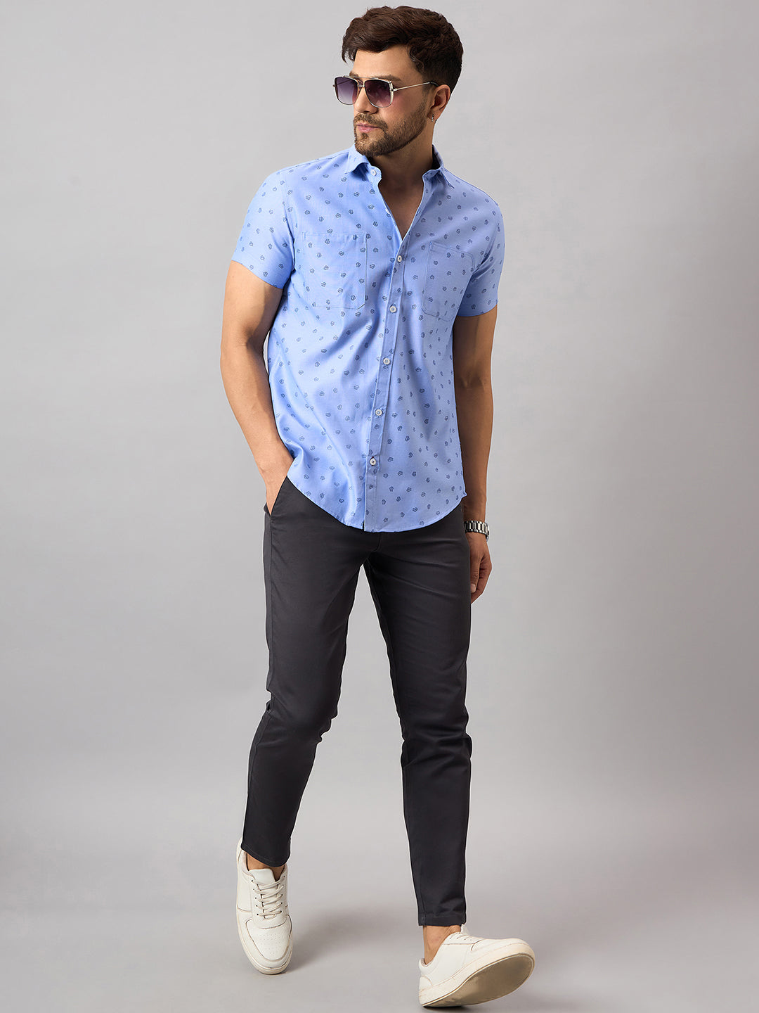 Sky Blue Printed Shirt