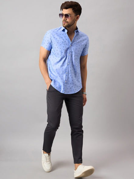 Sky Blue Printed Shirt