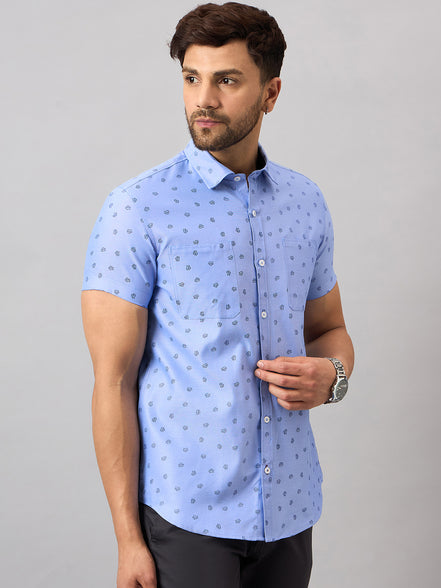Sky Blue Printed Shirt