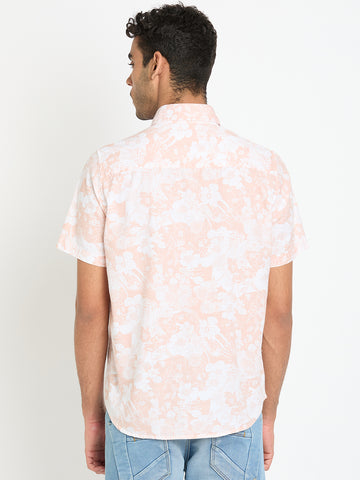 Peach Floral Print Shirt