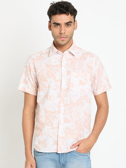 Peach Floral Print Shirt