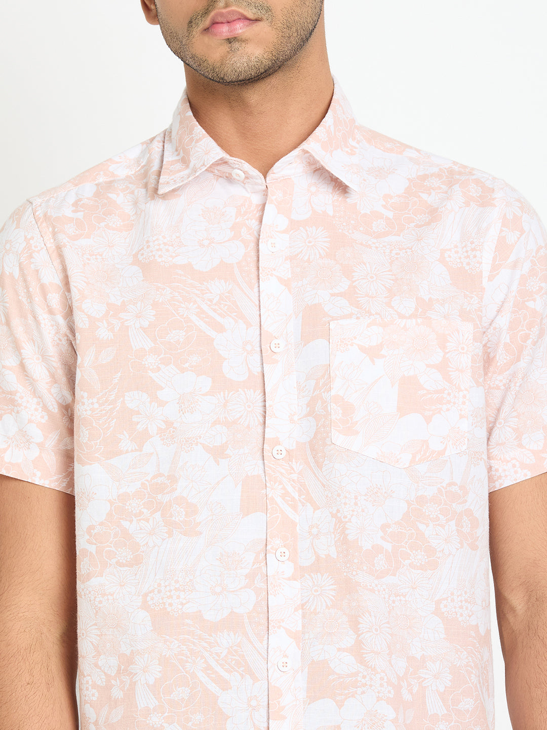 Peach Floral Print Shirt