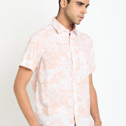 Peach Floral Print Shirt