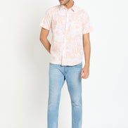 Peach Floral Print Shirt