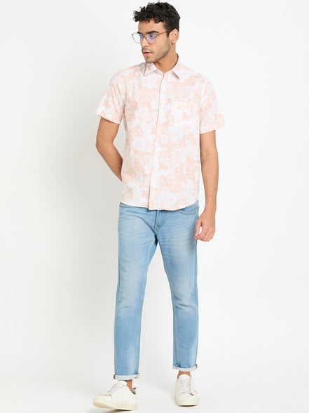 Peach Floral Print Shirt