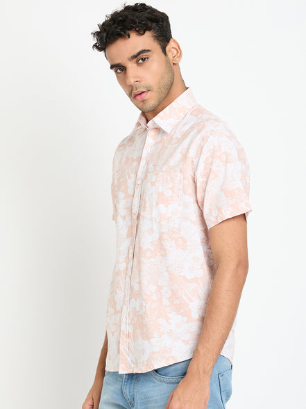 Peach Floral Print Shirt