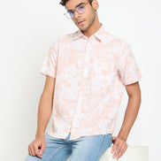 Peach Floral Print Shirt