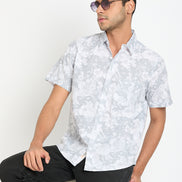 Grey Floral Print Shirt