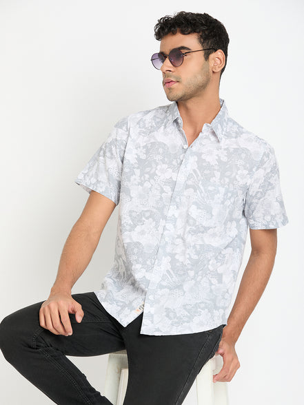 Grey Floral Print Shirt