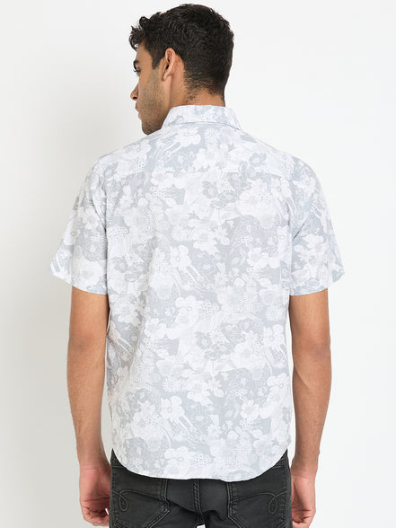 Grey Floral Print Shirt
