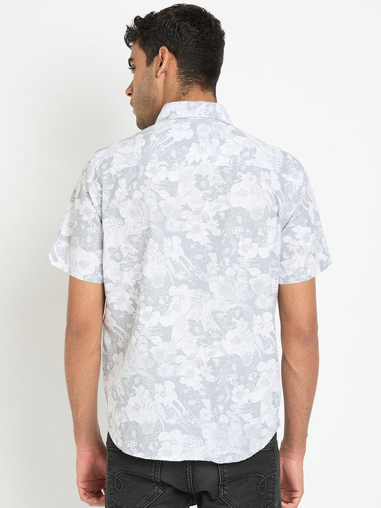 Grey Floral Print Shirt