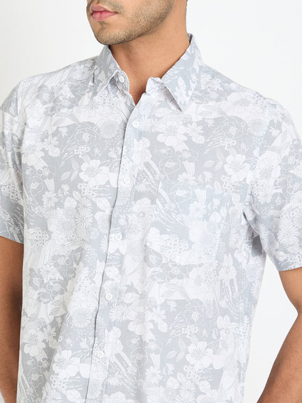 Grey Floral Print Shirt