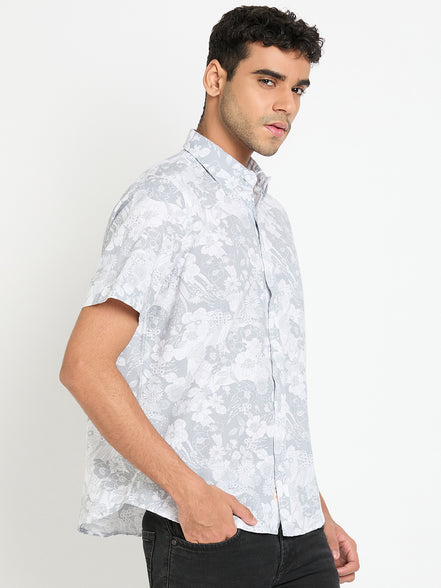 Grey Floral Print Shirt
