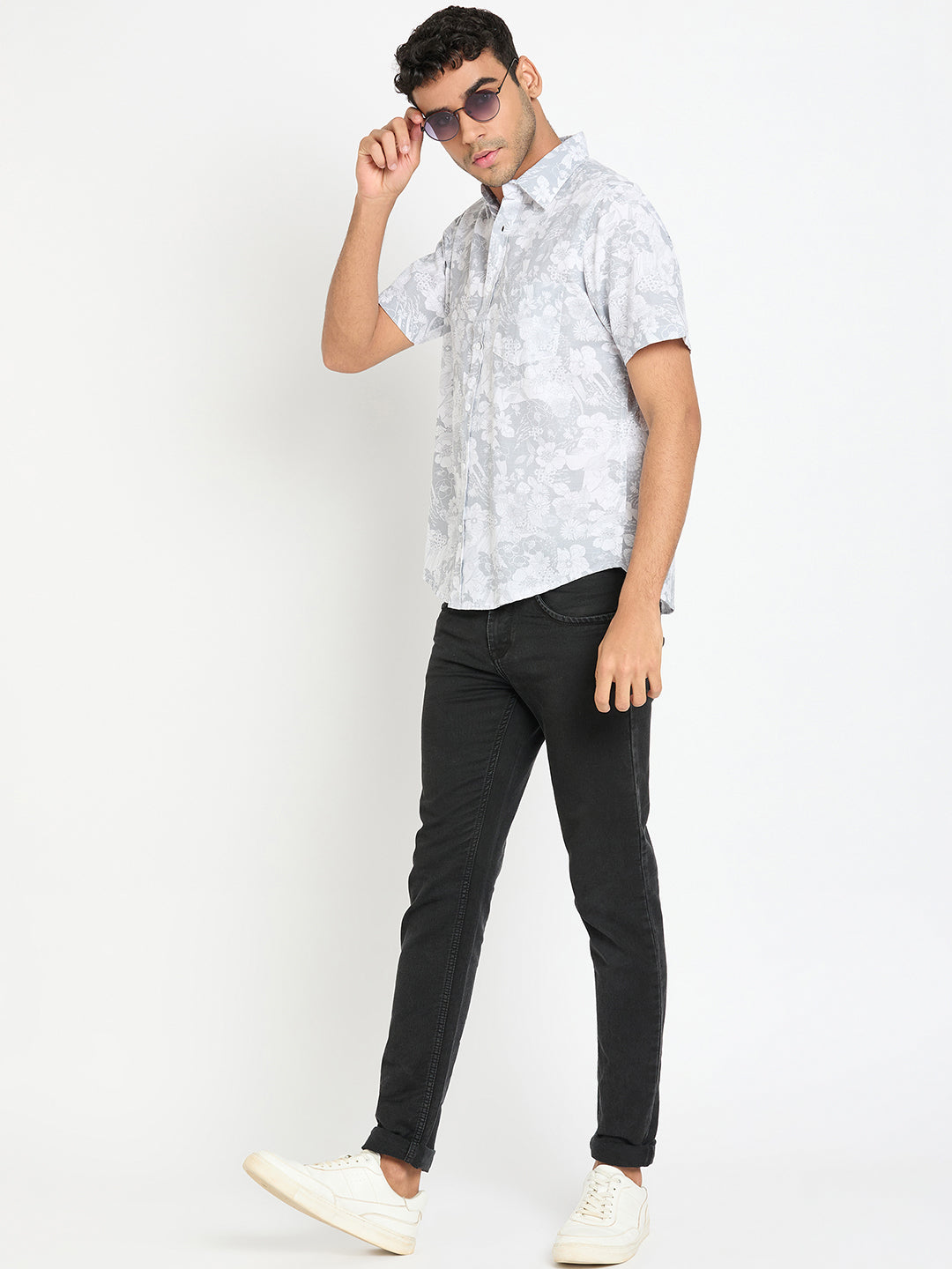 Grey Floral Print Shirt