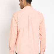 Peach Solid Mandarin Collar Shirt