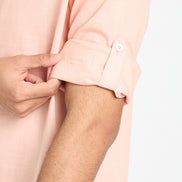 Peach Solid Mandarin Collar Shirt