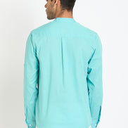 Sky Solid Mandarin Collar Shirt